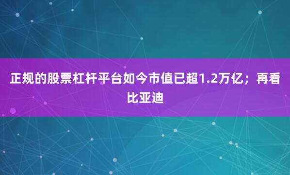 正规的股票杠杆平台如今市值已超1.2万亿；再看比亚迪